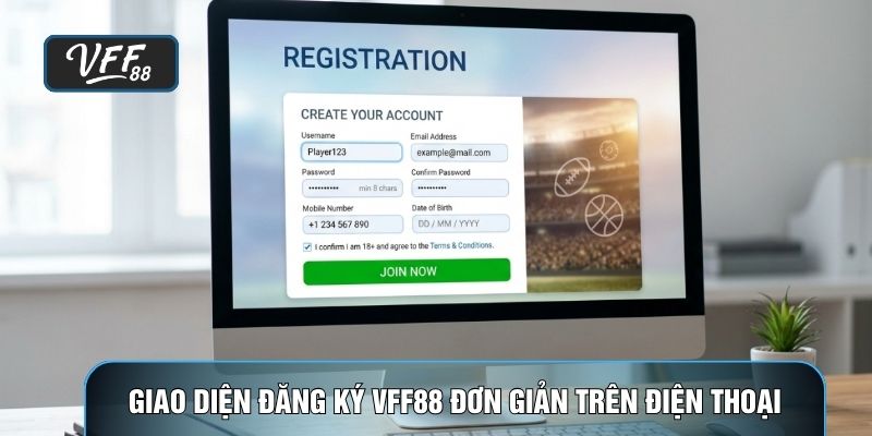 Giao diện đăng ký VFF88 đơn giản trên điện thoại