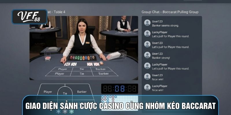 Giao diện sảnh cược casino cùng nhóm kéo baccarat hiện đại